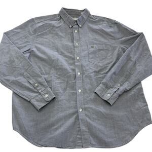 Lacoste Shirt Mens Extra Large Grey Blue Regular Fit Button Down CH2286 Preppy
